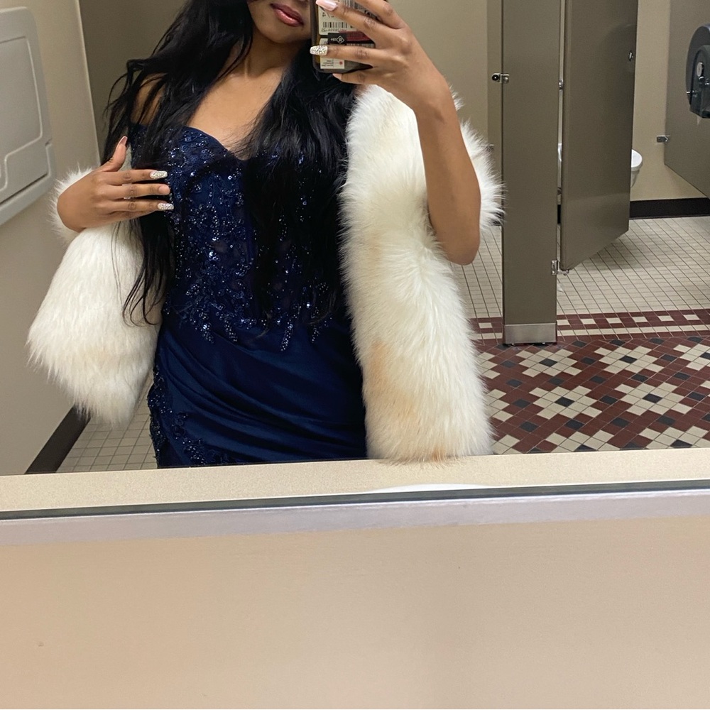 Elegant Navy Blue Sequin Dress